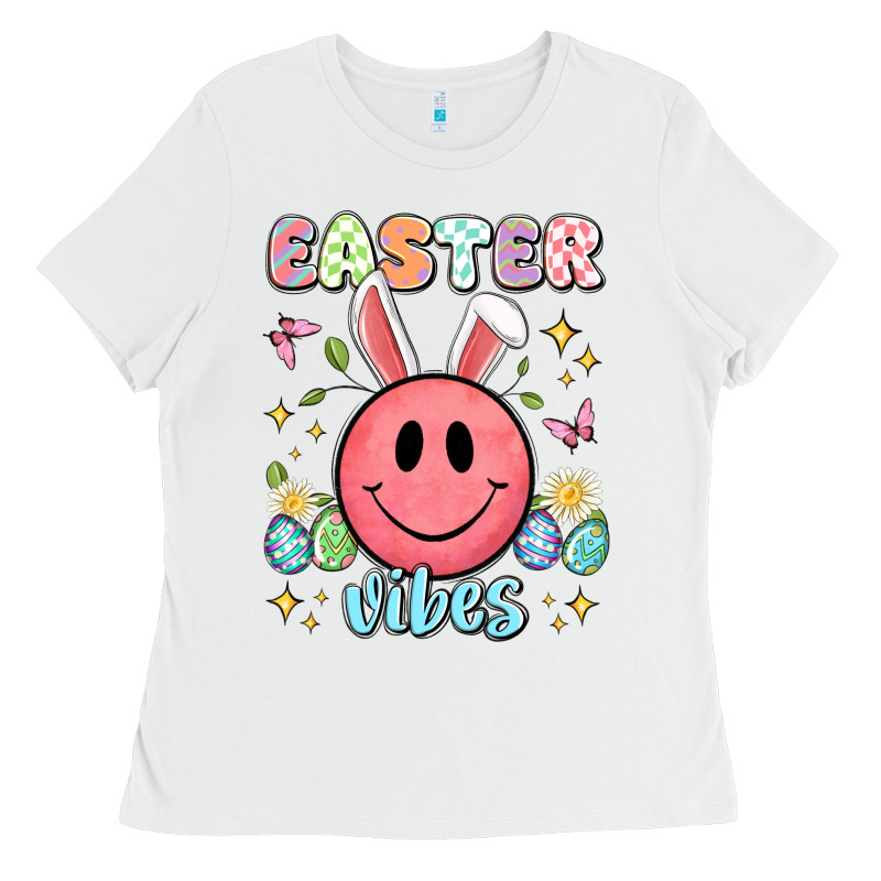 Easter Vibes Smiley Face Ladies Tee by Artiststas | Teevron