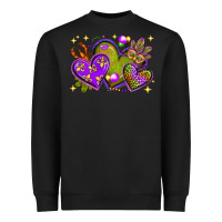 Black Mardi Gras Hearts Heavyweight Sweatshirt - BundleAndBundleShop