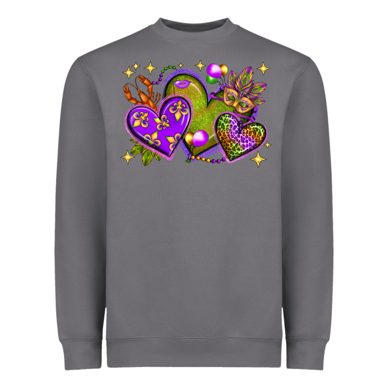 Mardi Gras Hearts Heavyweight Sweatshirt by BundleAndBundleShop | Teevron