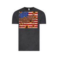 Vintage Black American flag leopard sunflower Vintage Tee - JahusDesignShop