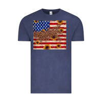Vintage Denim American flag leopard sunflower Vintage Tee - JahusDesignShop