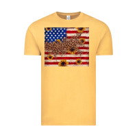 Vintage Mustard American flag leopard sunflower Vintage Tee - JahusDesignShop