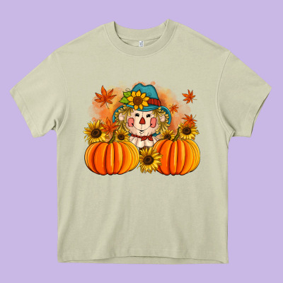 Fall Scarecrow With Pumpkins Heavy Core Tee Designed By Artiststas