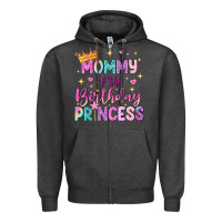 Charcoal Heather mommy of the birthday princess Zipper Hoodie - NancyCooperArtShop