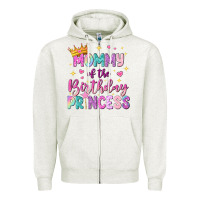 Oatmeal Heather mommy of the birthday princess Zipper Hoodie - NancyCooperArtShop