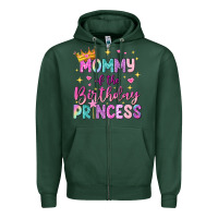 Sports Green mommy of the birthday princess Zipper Hoodie - NancyCooperArtShop