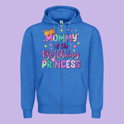 Mommy Of The Birthday Princess Zipper Hoodie Designed By Nancycooperartshop