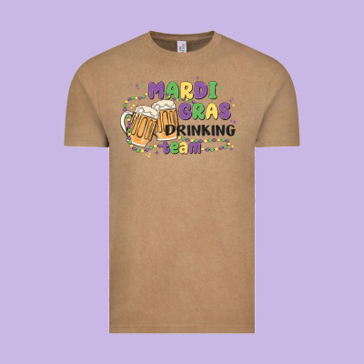 Mardi Gras Drinking Team Vintage Tee Designed By Maliassmallbusiness