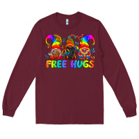 Burgundy LGBTQ Free Hugs Gnomes Long Sleeve Tee - BundleAndBundleShop