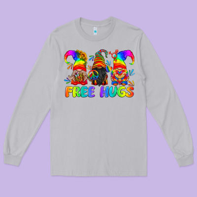 Lgbtq Free Hugs Gnomes Long Sleeve Tee Designed By Bundleandbundleshop