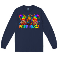 Navy LGBTQ Free Hugs Gnomes Long Sleeve Tee - BundleAndBundleShop