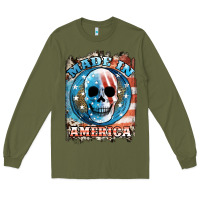 Army Green made in america skull Long Sleeve Tee - JahusDesignShop