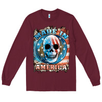 Burgundy made in america skull Long Sleeve Tee - JahusDesignShop
