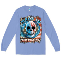 Colony Blue made in america skull Long Sleeve Tee - JahusDesignShop