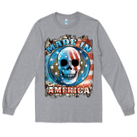 Heather Grey made in america skull Long Sleeve Tee - JahusDesignShop