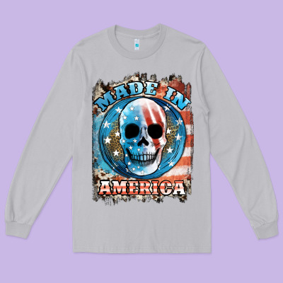 Made In America Skull Long Sleeve Tee Designed By Jahusdesignshop
