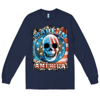 Navy made in america skull Long Sleeve Tee - JahusDesignShop
