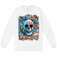 White made in america skull Long Sleeve Tee - JahusDesignShop