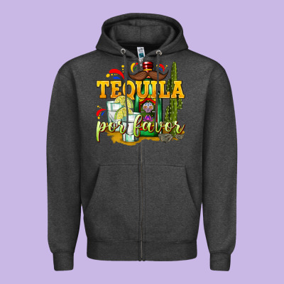 Tequila Por Favor Zipper Hoodie Designed By Texasbilliewilder