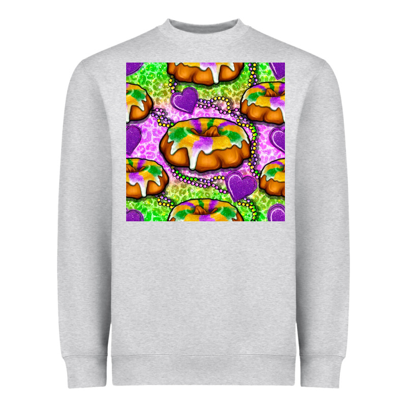 Mardi Gras King Cake Seamless Pattern Heavyweight Sweatshirt by BundleAndBundleShop | Teevron