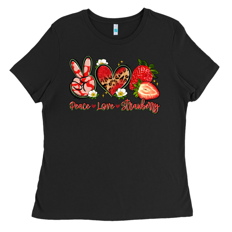 Peace Love Strawberry Ladies Tee by Artiststas | Teevron