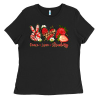 Black peace love strawberry Ladies Tee - Artiststas