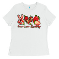 White peace love strawberry Ladies Tee - Artiststas