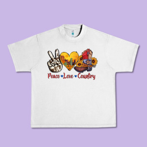 Peace Love Country American Texas Flag Boots Urban Heavy Tee Designed By Adodesignshop