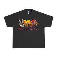 Pigment Black peace love country american texas flag boots Urban Heavy Tee - AdoDesignShop