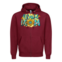 Burgundy Blessed Mom with Sunflowers Zipper Hoodie - texasbilliewilder