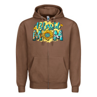 Chestnut Blessed Mom with Sunflowers Zipper Hoodie - texasbilliewilder