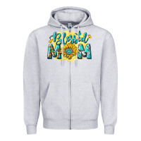 Heather Grey Blessed Mom with Sunflowers Zipper Hoodie - texasbilliewilder