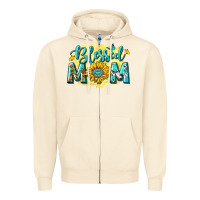 Sandshell Blessed Mom with Sunflowers Zipper Hoodie - texasbilliewilder