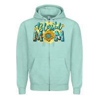 Seafoam Blessed Mom with Sunflowers Zipper Hoodie - texasbilliewilder
