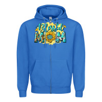 True Royal Blessed Mom with Sunflowers Zipper Hoodie - texasbilliewilder