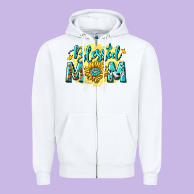 Blessed Mom With Sunflowers Zipper Hoodie Designed By Texasbilliewilder