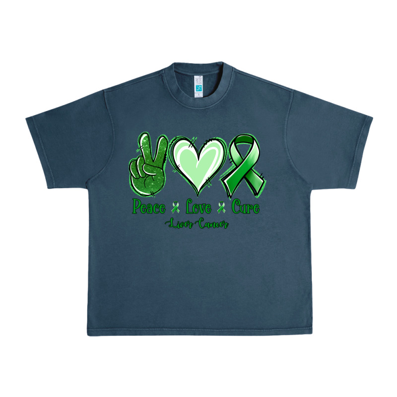 Peace Love Cure Liver Cancer Urban Heavy Tee by NancyCooperArtShop | Teevron