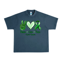 Midnight Navy Peace love cure Liver Cancer Urban Heavy Tee - NancyCooperArtShop