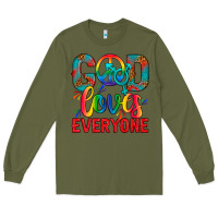 Army Green LGBTQ+ God Loves Everyone Long Sleeve Tee - BundleAndBundleShop