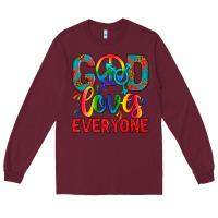 Burgundy LGBTQ+ God Loves Everyone Long Sleeve Tee - BundleAndBundleShop
