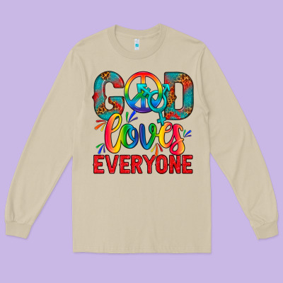 Lgbtq+ God Loves Everyone Long Sleeve Tee Designed By Bundleandbundleshop