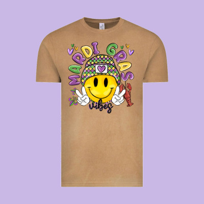 Mardi Gras Vibes Vintage Tee Designed By Maliassmallbusiness