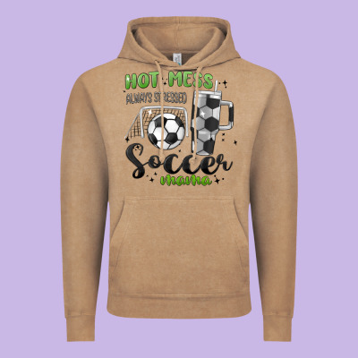 Hot Mess Always Stressed Soccer Mama Stanley Cup Vintage Hoodie Designed By Maliassmallbusiness
