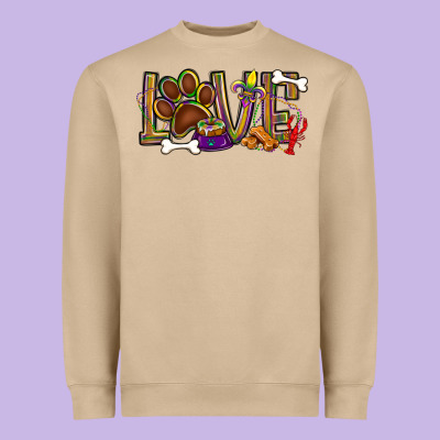Mardi Gras Love Dog Paw Heavyweight Sweatshirt Designed By Bundleandbundleshop