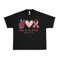 Black Peace love cure Uterine Cancer Urban Heavy Tee - NancyCooperArtShop