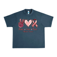 Midnight Navy Peace love cure Uterine Cancer Urban Heavy Tee - NancyCooperArtShop