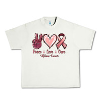 Pistachio Peace love cure Uterine Cancer Urban Heavy Tee - NancyCooperArtShop