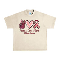 Sandshell Peace love cure Uterine Cancer Urban Heavy Tee - NancyCooperArtShop