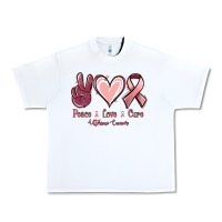 White Peace love cure Uterine Cancer Urban Heavy Tee - NancyCooperArtShop
