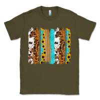 Army Green turquoise sunflowers cowhide leopard glitter background Classic Tee - RanaPortraitStore